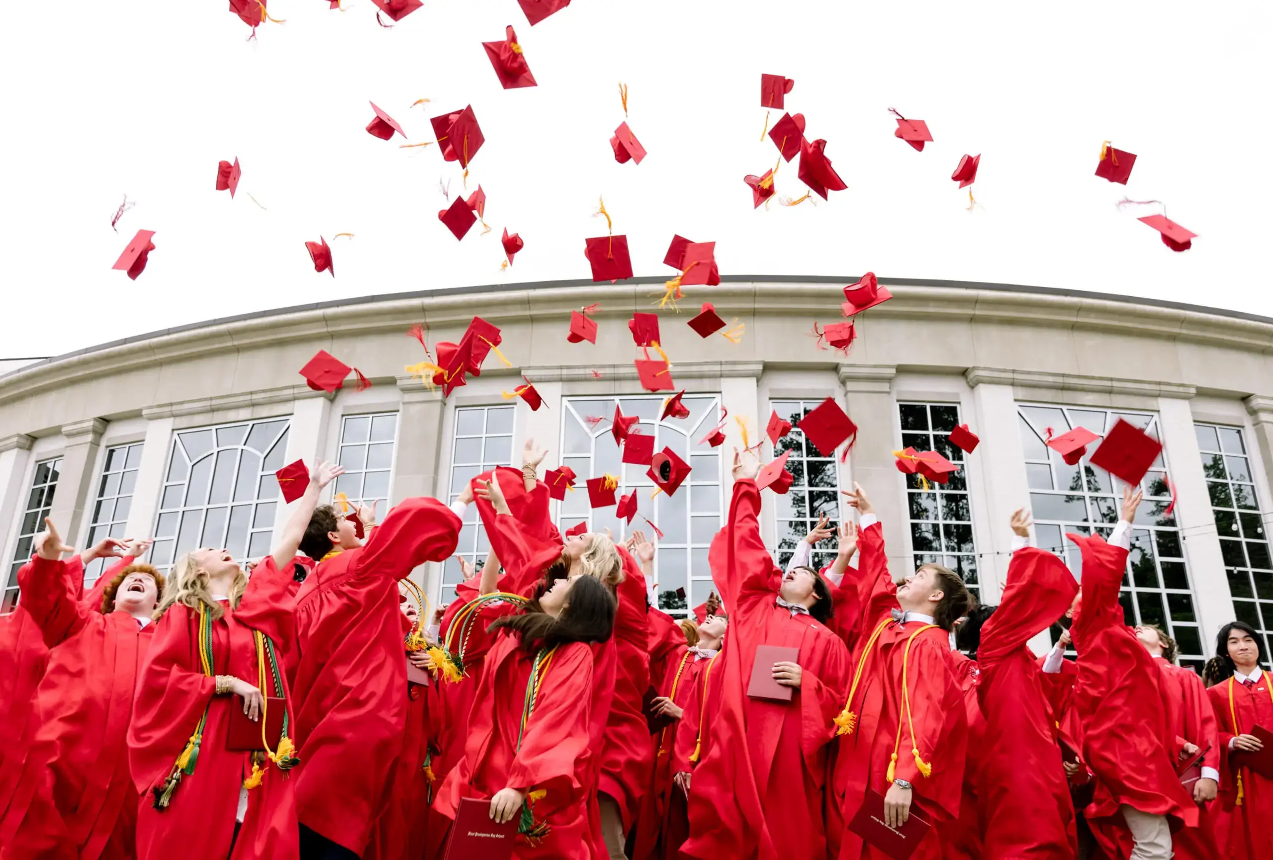 Cap toss at graduation.