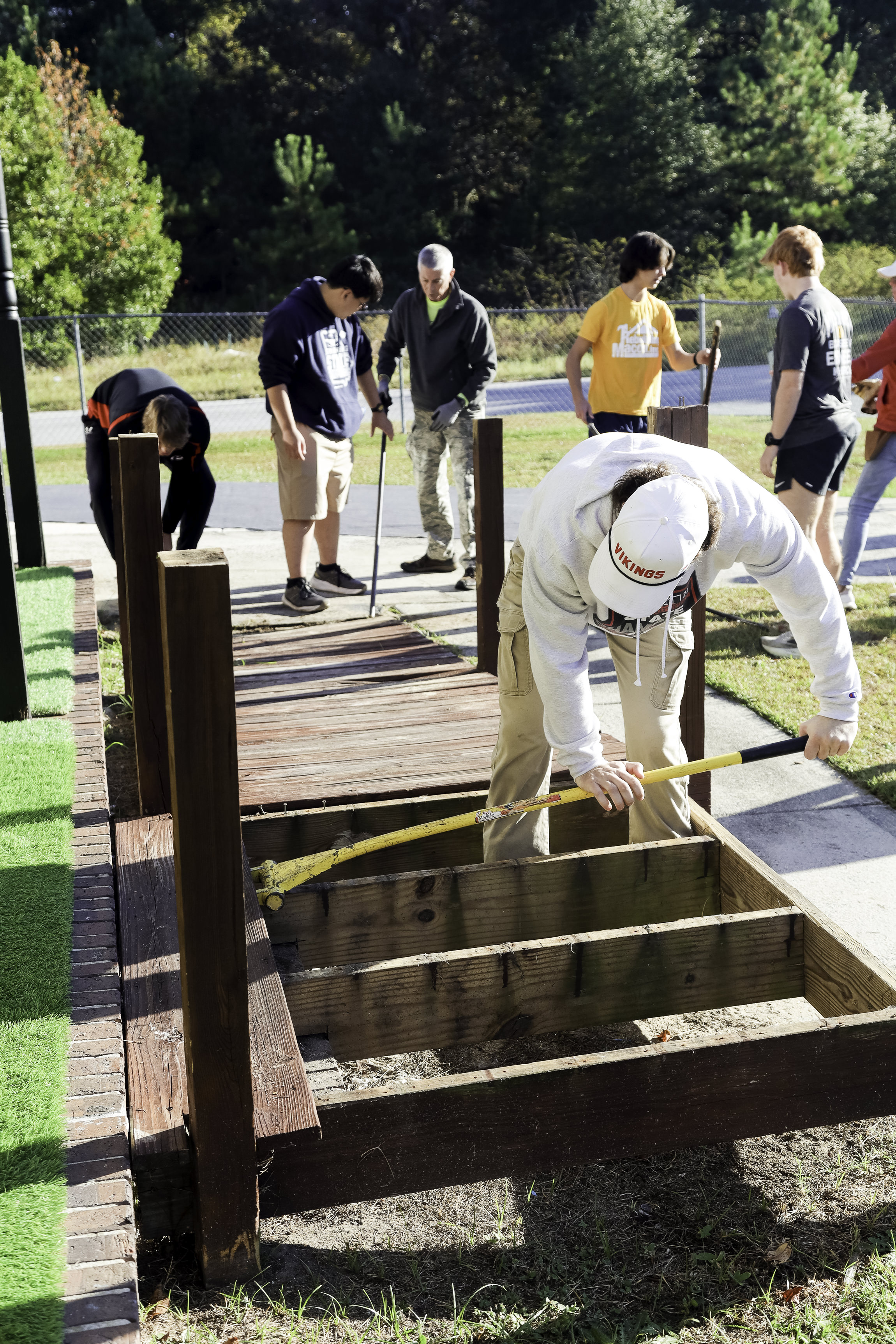 Highschool student doing community service