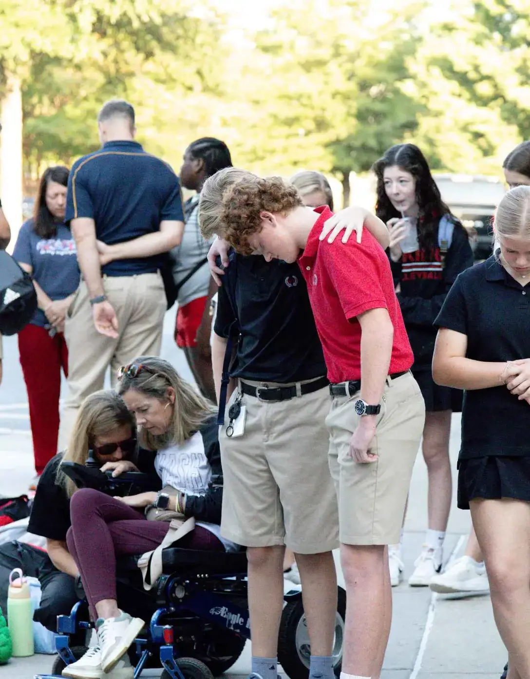 Students pray at See you at the Pole event.