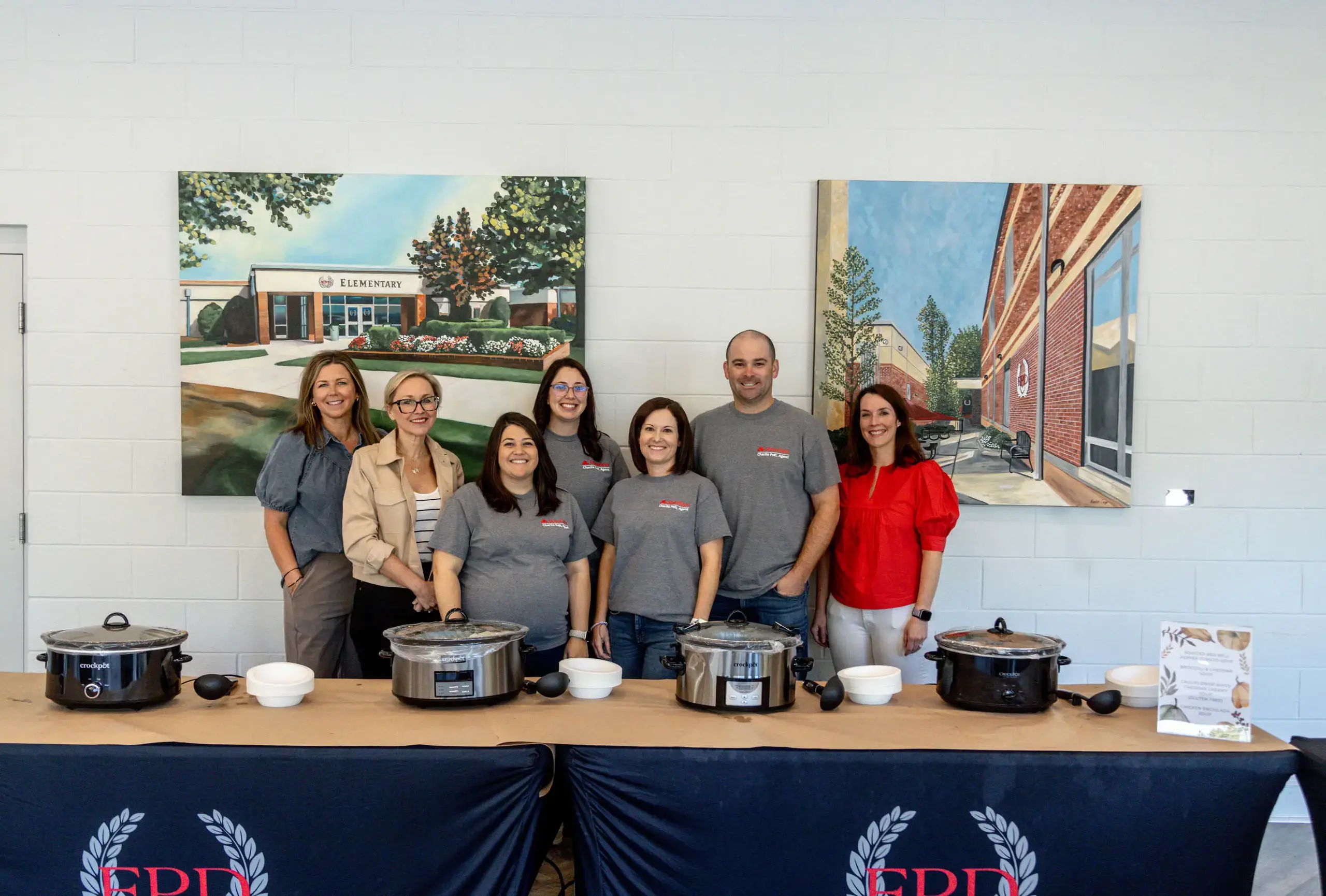 A group of parents volunteer at the Souper Teacher Luncheon