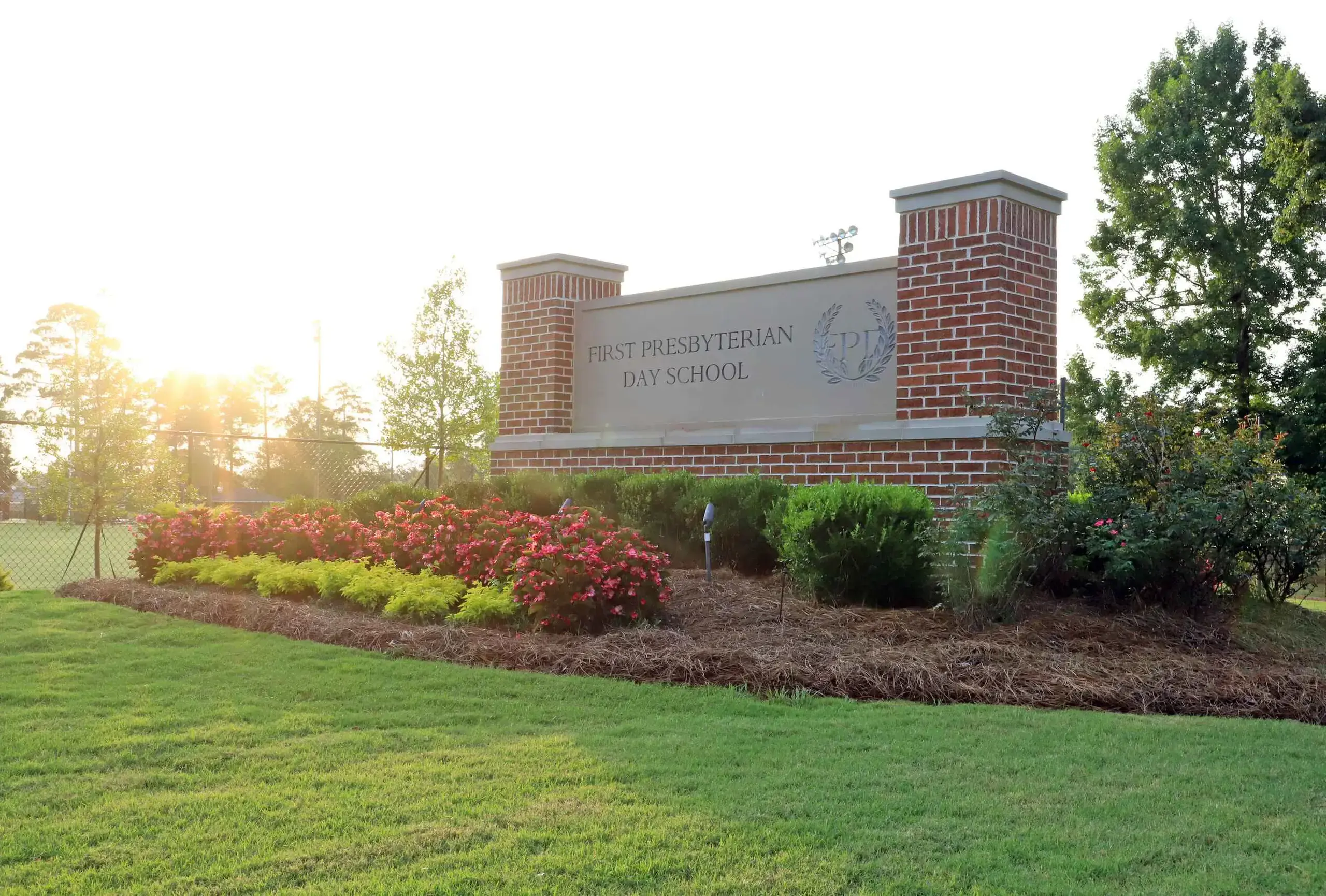 Entry sign to FPD at sunset